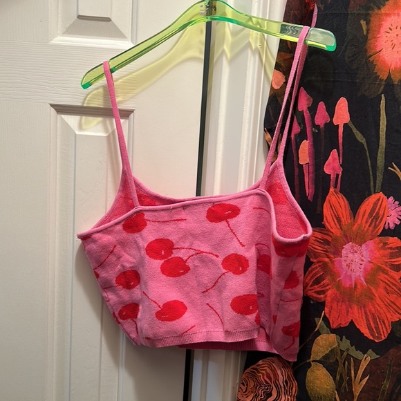 Cherry Print Sweater-Knit Cropped Cami - Picture 4 of 4